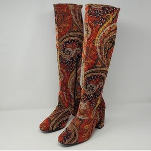Diba Brodie Paisley Chunky Heel Knee High Boots Size 8M
